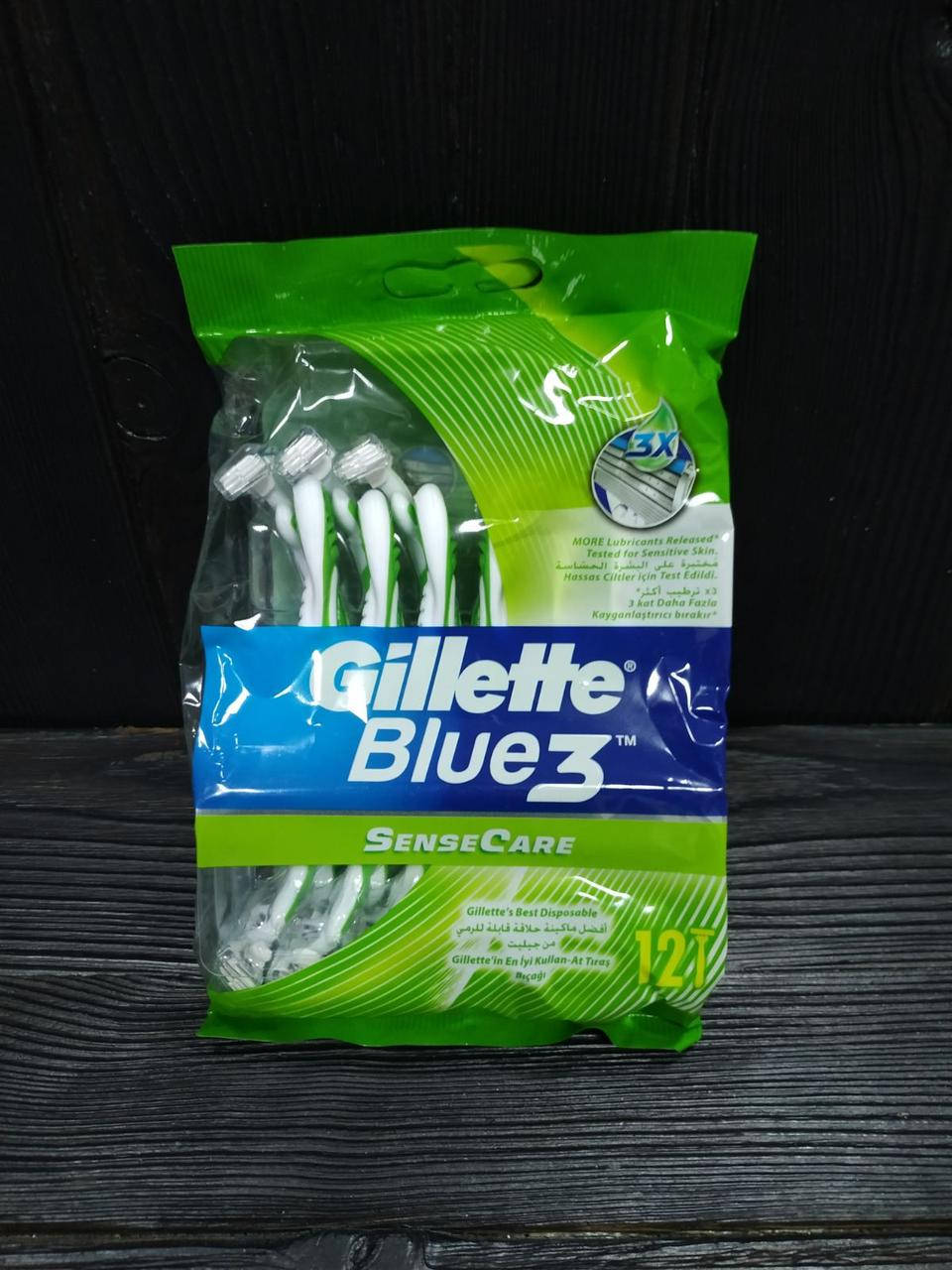 

Gillette Blue 3 Sense Care Одноразовые мужские станки для бритья 12 шт