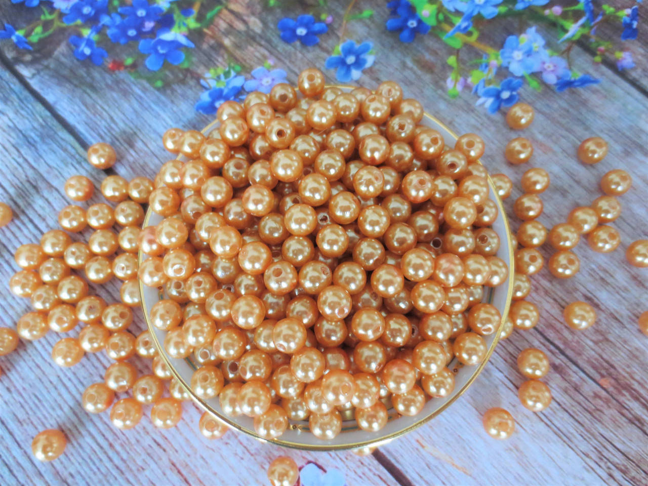 

Жемчуг искусственный, 8 мм, цвет карамельный, 10 грамм, (~42 шт).