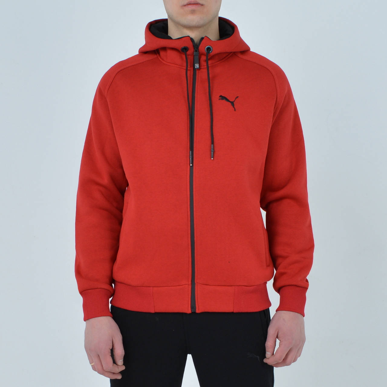 

Размеры: М,L,XL,2XL,3XL. Утепленная мужская толстовка с капюшоном / Трикотаж трехнитка - красная, Красный