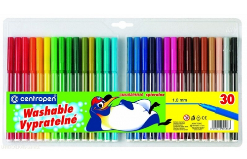 

Фломастеры Centropen 30 цветов Washable 1 мм отстирывается 7790/30