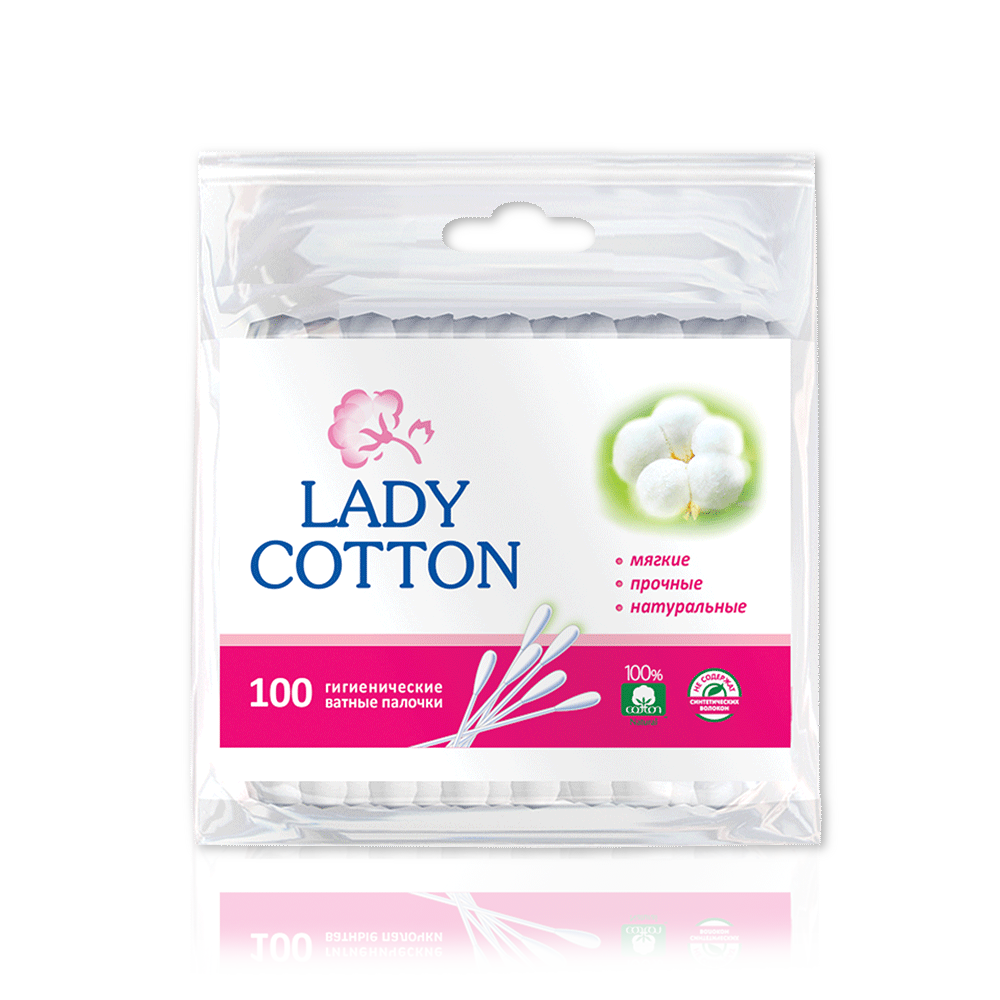 

Ватные палочки Lady Cotton в полиэтиленовом пакете 100 шт
