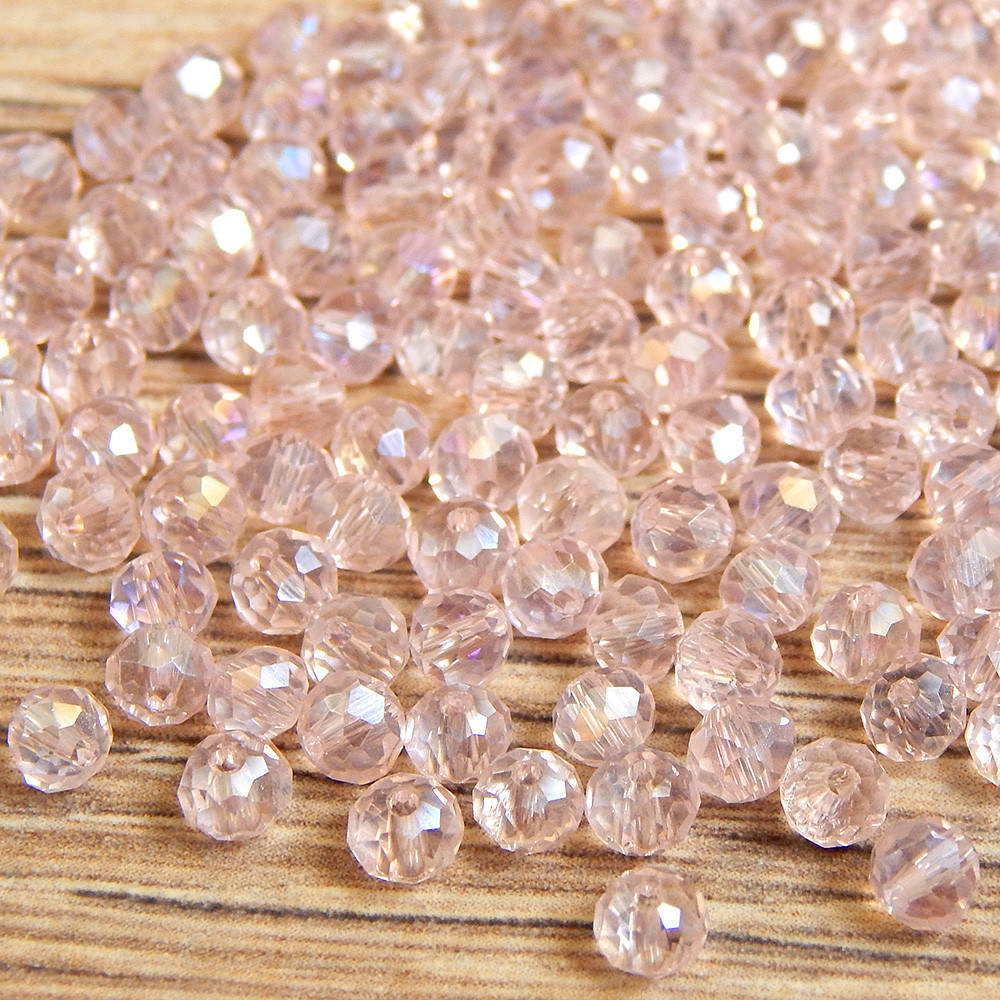 

Бусины хрустальные Рондель 4х3 мм, розовый прозрачный с АБ (уп.125-135 шт)