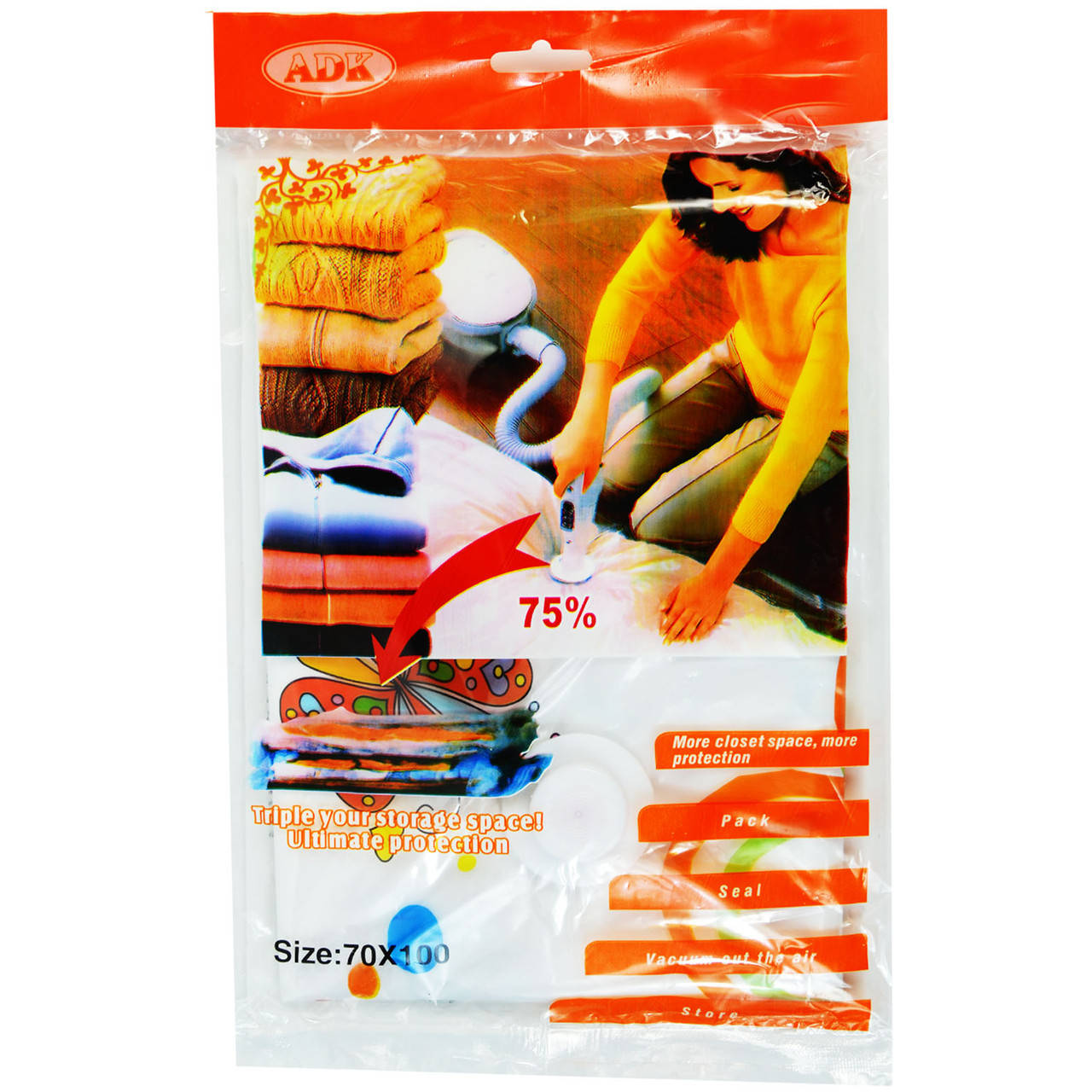 

Вакуумный пакет для одежды 70*100 см с рисунком и клапаном