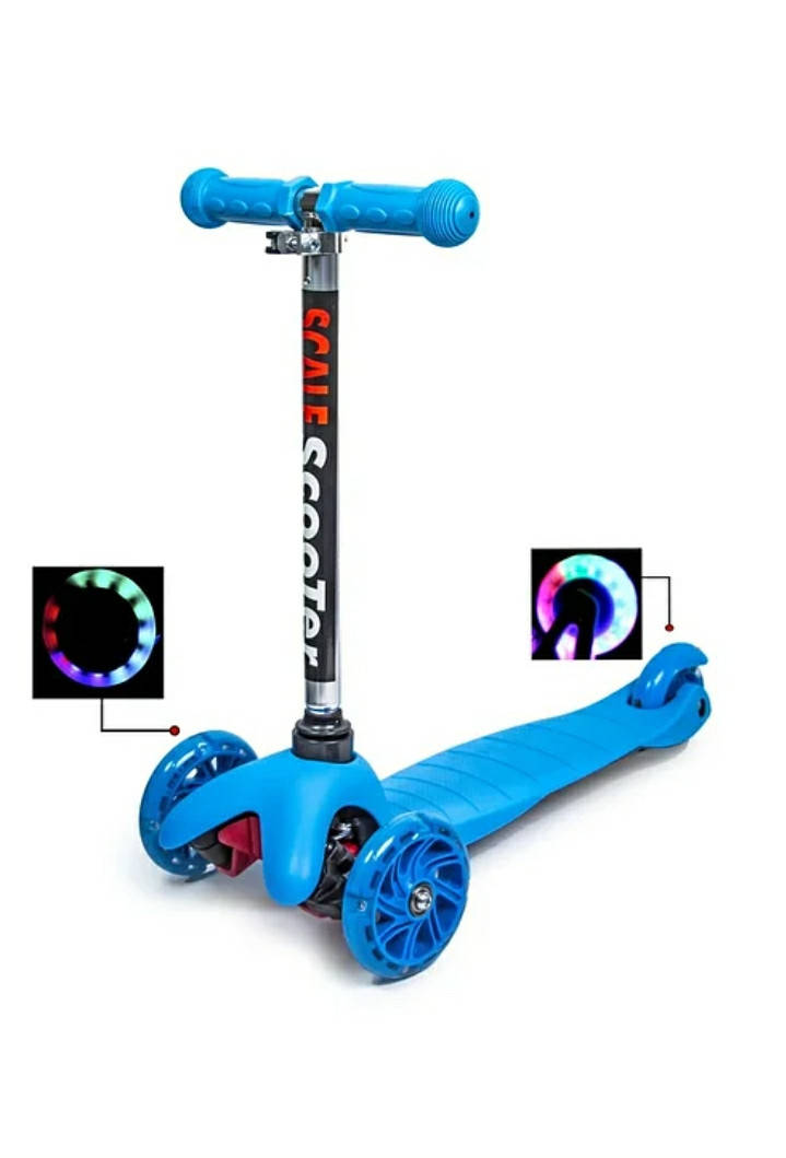 

Самокат Детский Mini Best Scooter . Регулируемая ручка .Колеса светятся, Голубой