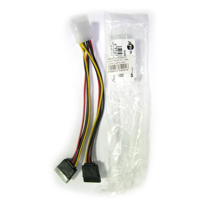 

Кабель интерфейса ATcom Molex to 2-Sata power supply cable 20см