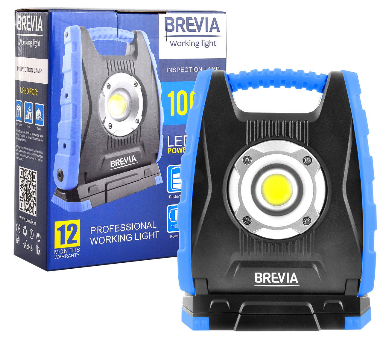 

Инспекционная лампа Brevia LED Inspection Lamp 10W COB 1000lm 4400mAh Power Bank type-C, Белый