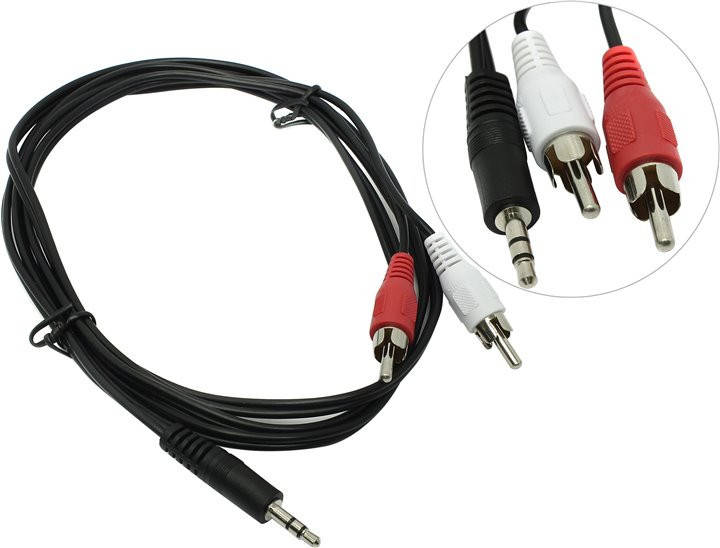 

Кабель-переходник 3.5 JACK - 2 RCA - 1 метр, Черный