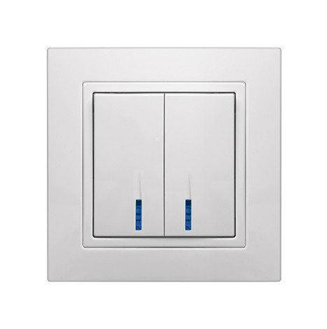 

Выключатель двухклавишный с LED подсветкой