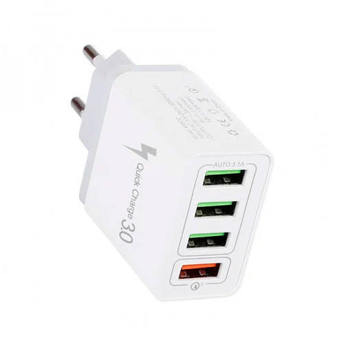 

USB 4х сетевое зарядное устройство 5/9/12В 7А, Fast Charger, Белый