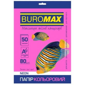 

Бумага цветная А4 80г/м2 Neon малиновая 50 листов BUROMAX ВМ.2721550-29, Малиновый