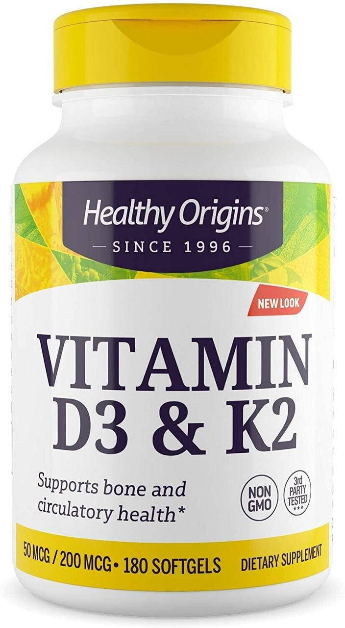 

Витамин Д3 и К2, Vitamin D3 + K2, Healthy Origins, 180 гелевых капсул (HOG-27453)