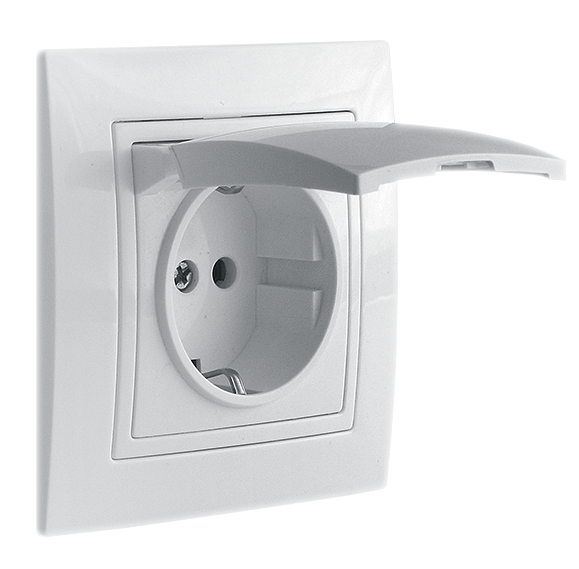 

Розетка одноместная с заземлением брызгозащищенная серия "ЭЛЕГАНТ" ТМ"MARSHEL"