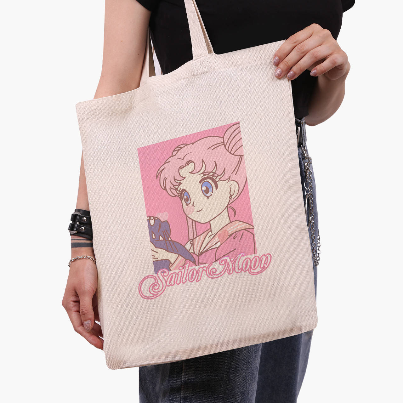 

Эко сумка Сейлор Мун (Sailor Moon) (9227-2914) бежева классическая, Белый