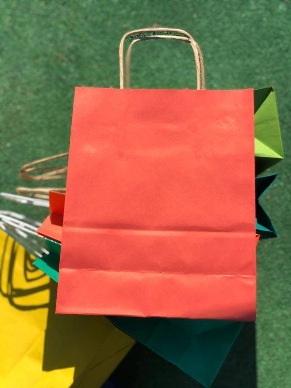 

Крафт пакет с ручками 180х80х225 мм, красный