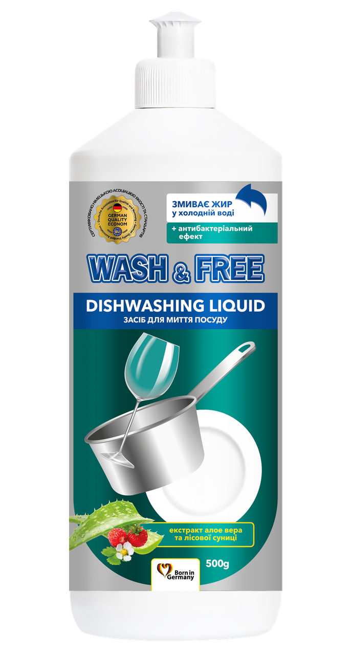 

Средство для мытья посуды "Wash&Free" экстракт алоэ вера и лесной земляники 500г