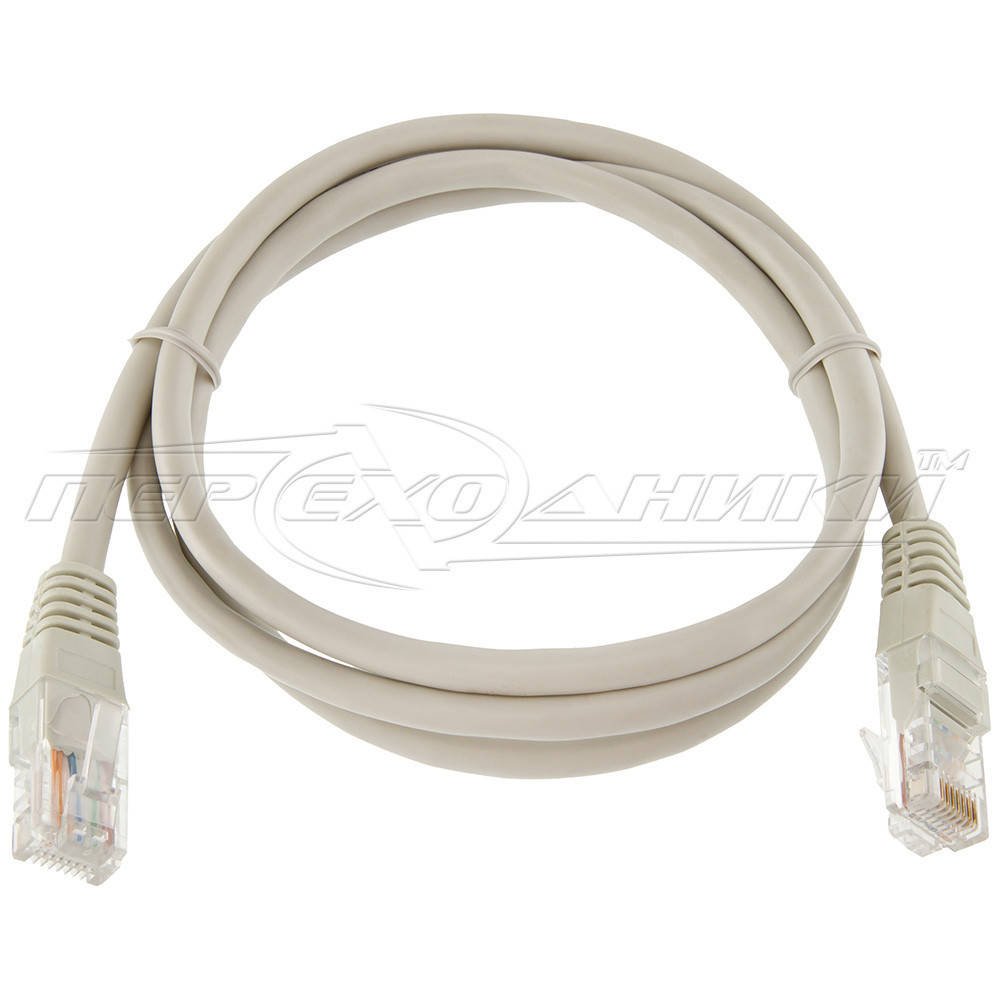 

Патч-корд литой CAT5e UTP, RJ45, биметалл, 1 м, Серый
