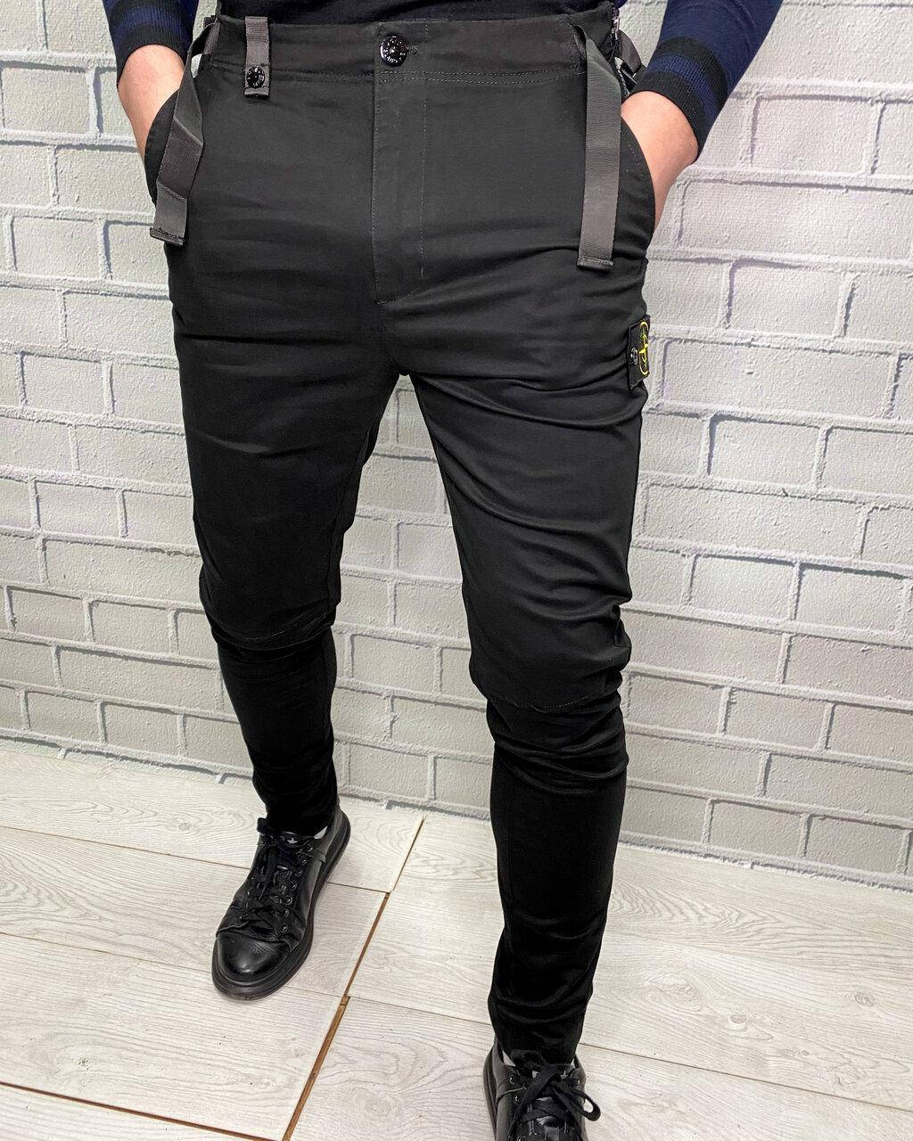 

Зауженные мужские брюки Stone Island чёрного цвета