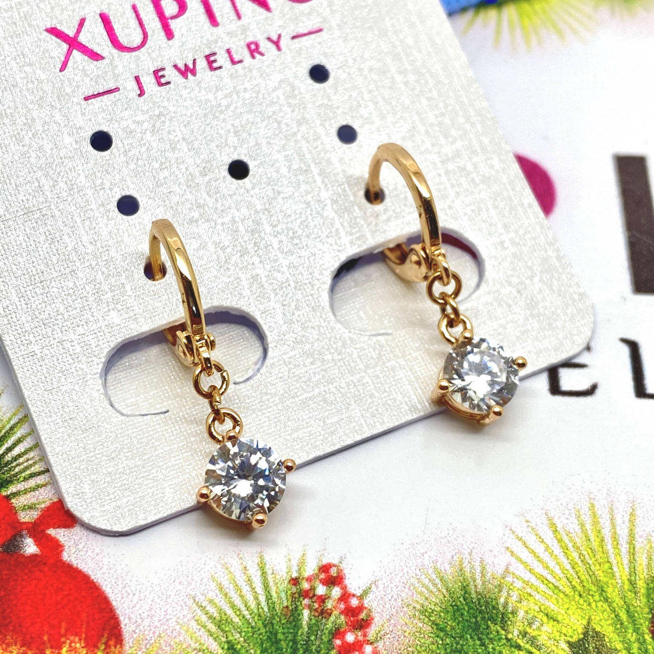 

Серьги Xuping 25 х 7мм. Цвет 18к