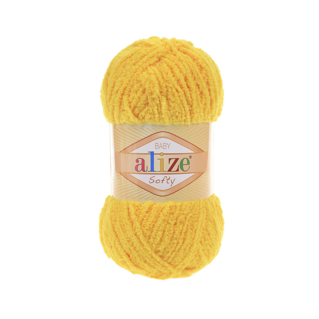 

Пряжа плюшевая Alize Softy 216 желтый (Ализе Софти) 100% микрополиестер