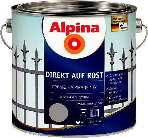 

Эмаль гладкая ALPINA DIREKT AUF ROST антикоррозионная (RAL 9005 Чёрный) 0,75л