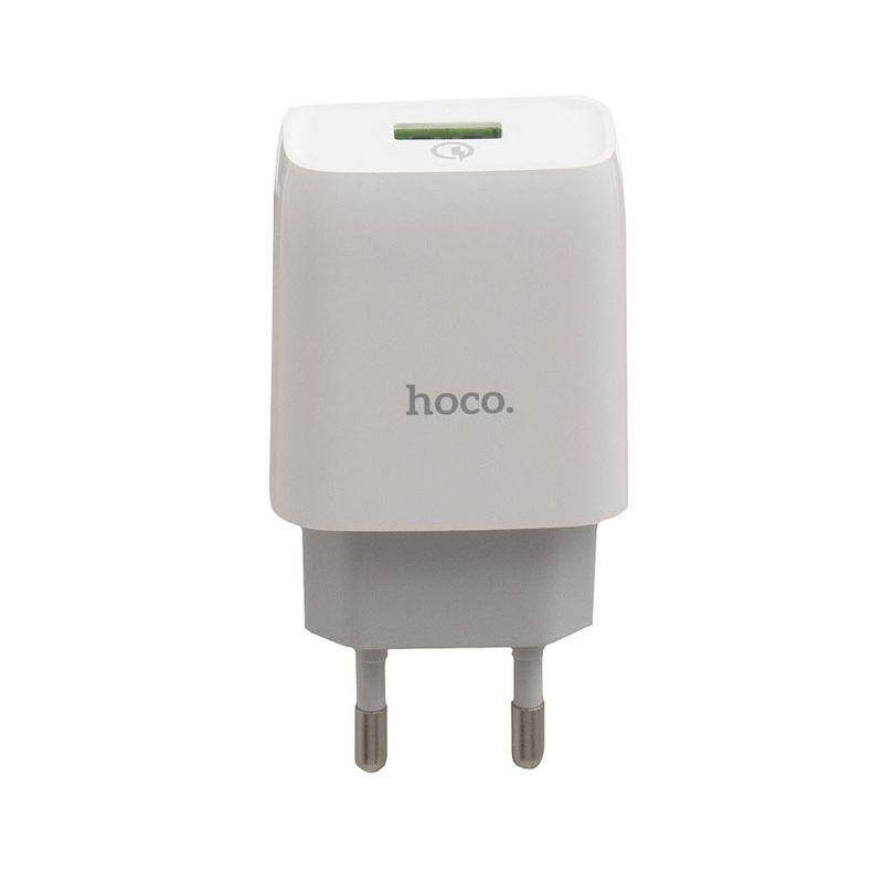 

Зарядное устройство Hoco C72Q QC 3.0 18W 1USB 2A сетевой адаптер для телефона блочок быстрая зарядка белый