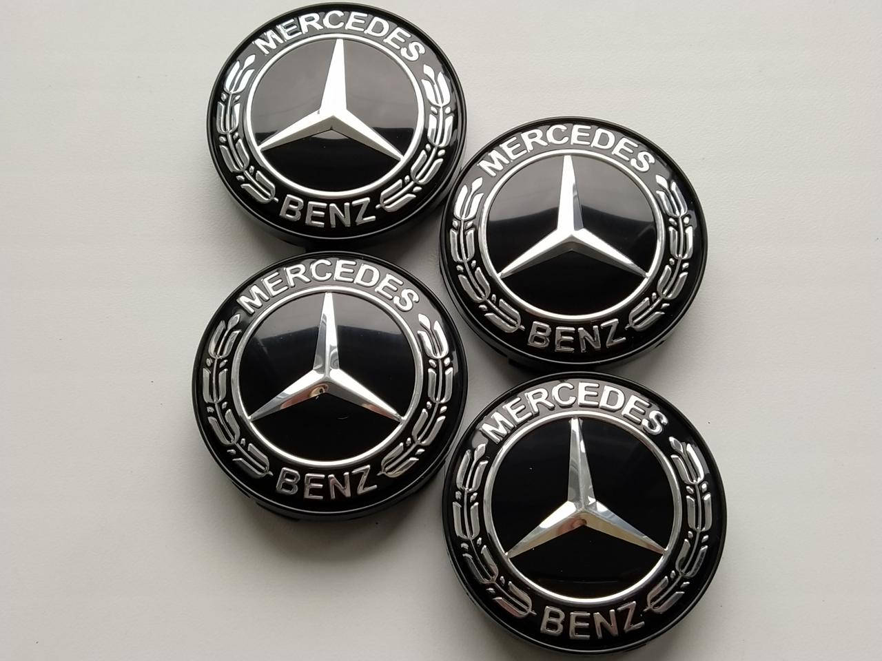 

Колпачки заглушки в литые диски Mercedes-Benz 60/56/10мм Черные/герб