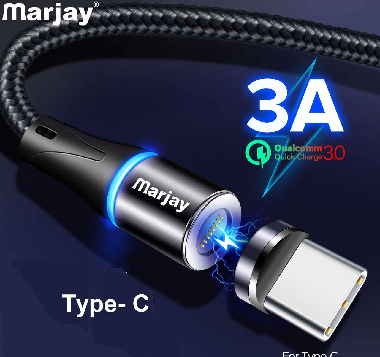 

Магнитный Дата-Кабель Marjay QC 3А 7pin для Зарядки Type-C и Передачи Данных