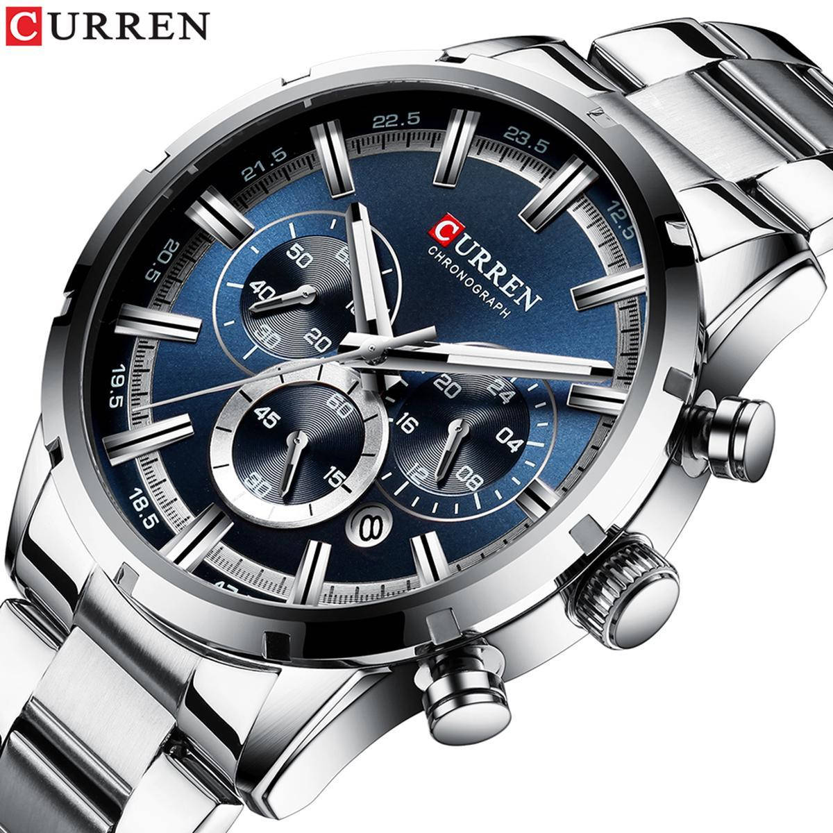 

Часы мужские Curren Chronograph Silver-Blue Часы наручные, Мужские часы, Кварцевые часы