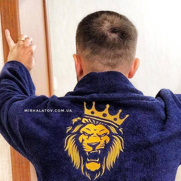 

Халат махровый с именной вышивкой под заказ (махра натуральная двухсторонняя, хлопок 100%), синий, XXL