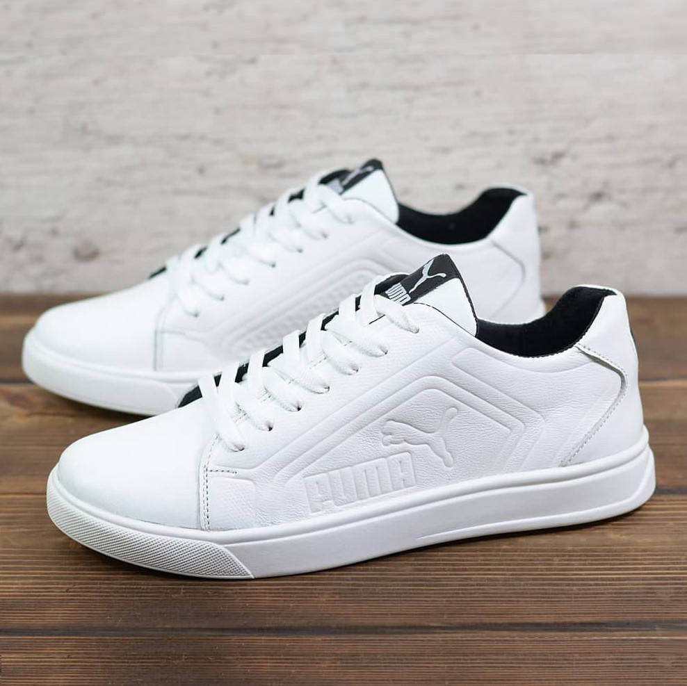 

Мужские кожаные кроссовки весна/осень (натуральная кожа) белые. Размер: 40, 41, 42, 43, 44, 45, Белый