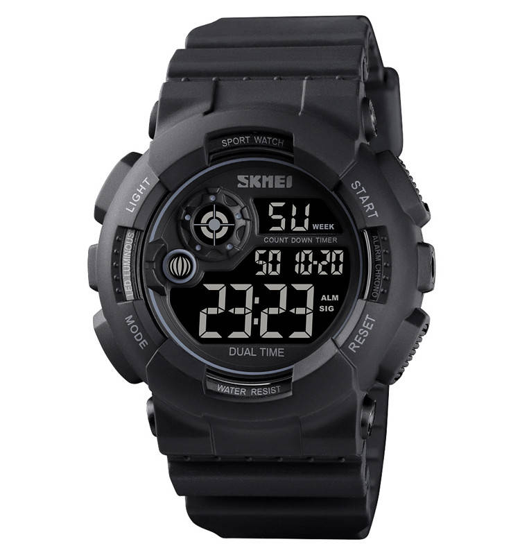 

Мужские спортивные часы Skmei 1583 черные с черным циферблатом
