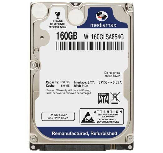 

Накопитель HDD 2.5" SATA 160GB Mediamax 5400rpm 8MB (WL160GLSA854G) Refurbished