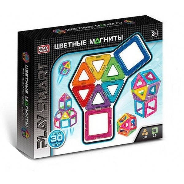 

Магнитный конструктор Play Smart цветные магниты, 30 деталей, Разные цвета