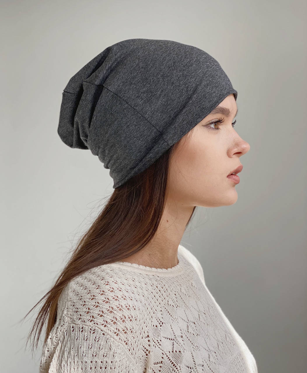 

Шапка чулок темно-серая, Серый