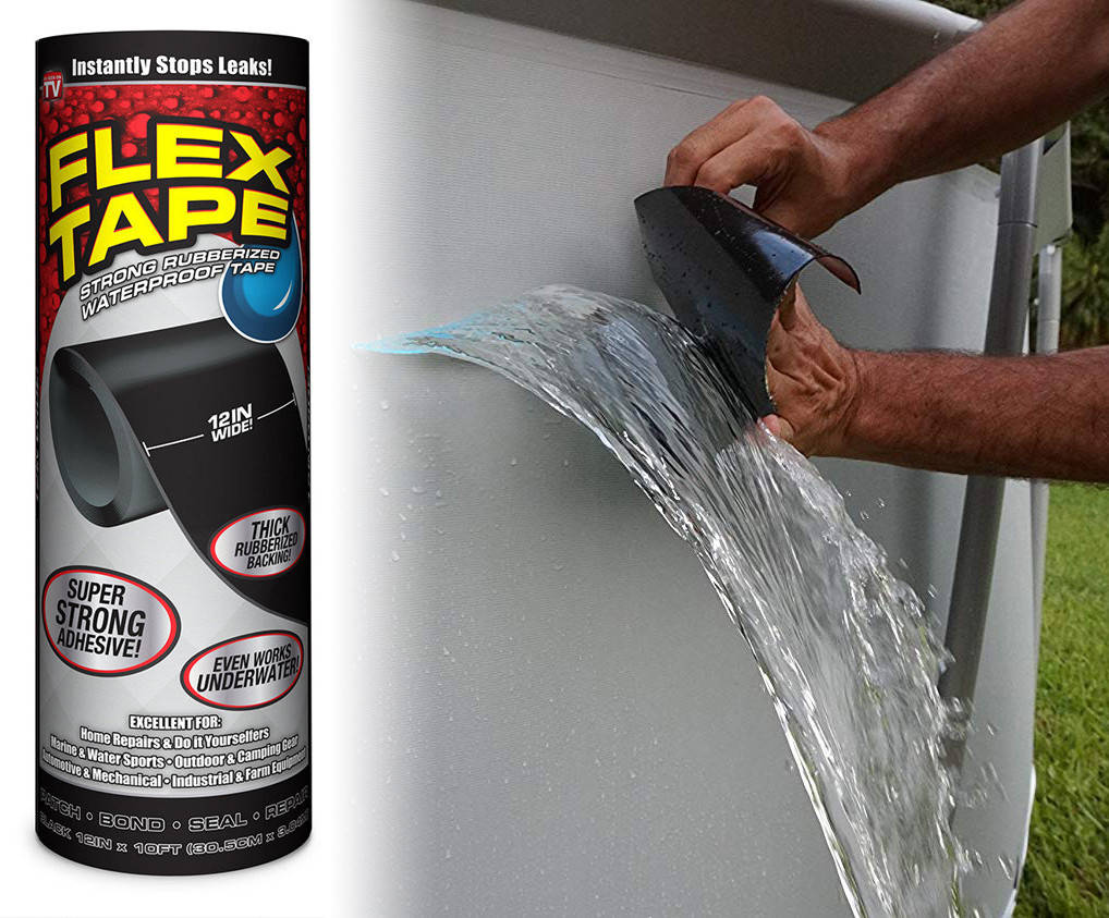 

Прочная, прорезиненная, водонепроницаемая лента Flex Tape 30х130 см (5517), Черный