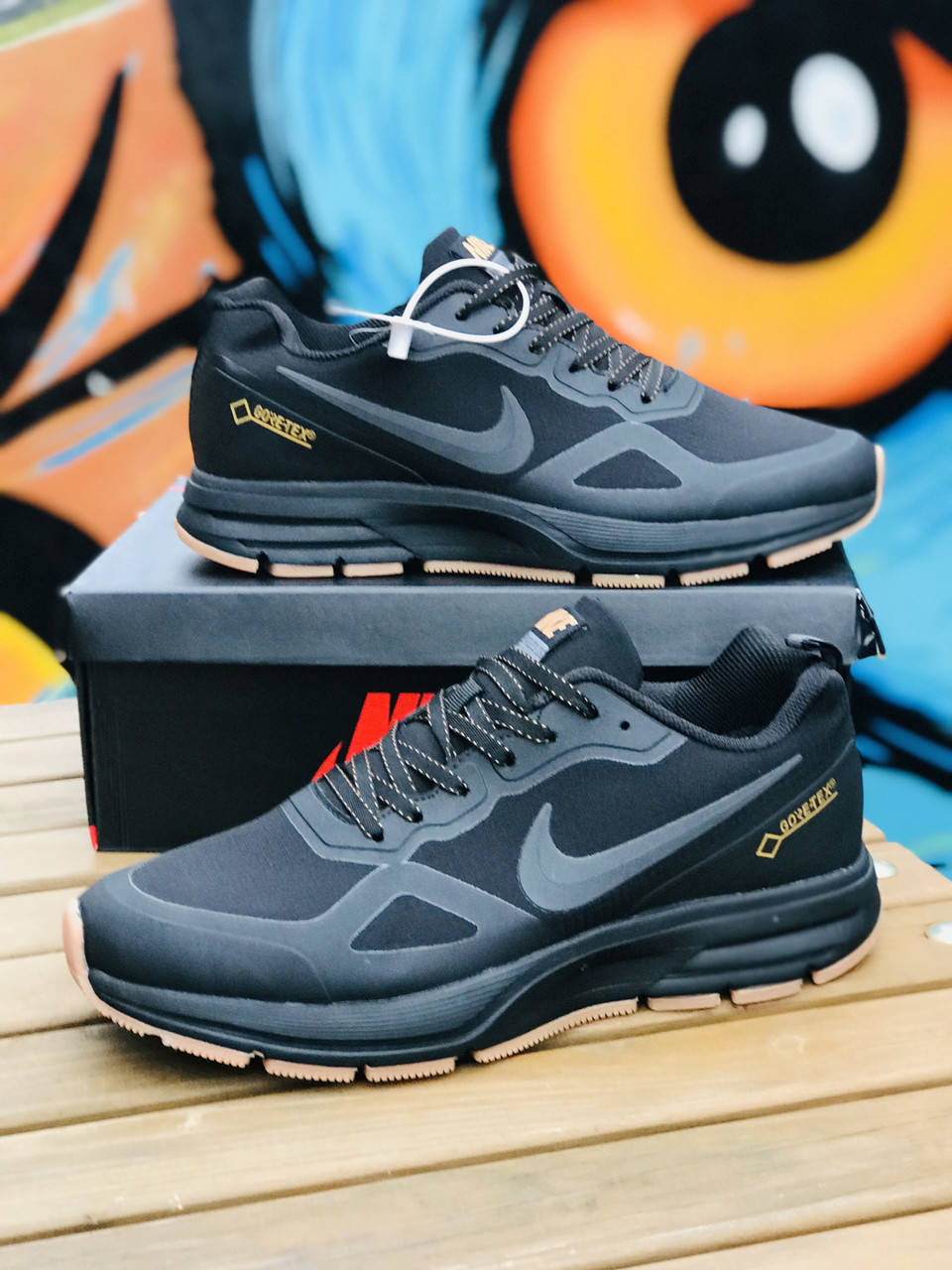 

Мужские термо кроссовки Nike Air Relentless чёрные водонепроницаемые gore tex 45, Черный