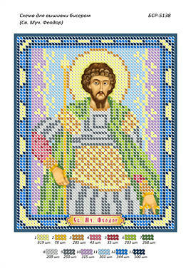 

Схема для вышивки бисером именной иконы "Св. Мч. Федор"