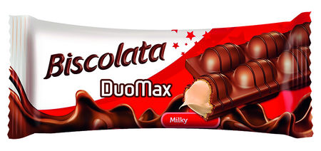 

ВАФЛИ «BISCOLATA DUOMAX» 44г С МОЛОЧНЫМ КРЕМОМ В МОЛОЧНОМ ШОКОЛАДЕ