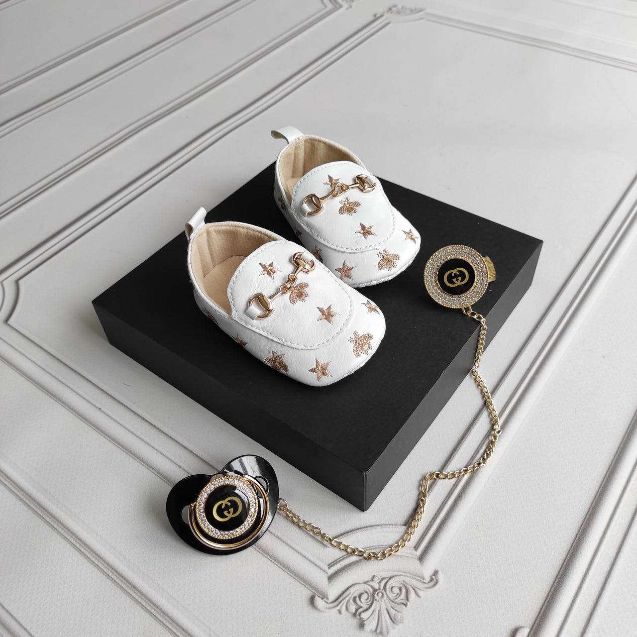 

Белые пинетки мокасины Gucci, Белый