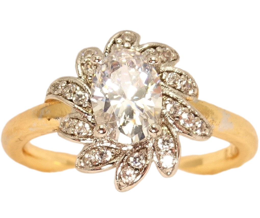 

Кольцо Xuping Позолота 18K+Родий "Цветок с кристаллом и цирконием" р.16,16.5,17,17.5,18,18.5,19.5