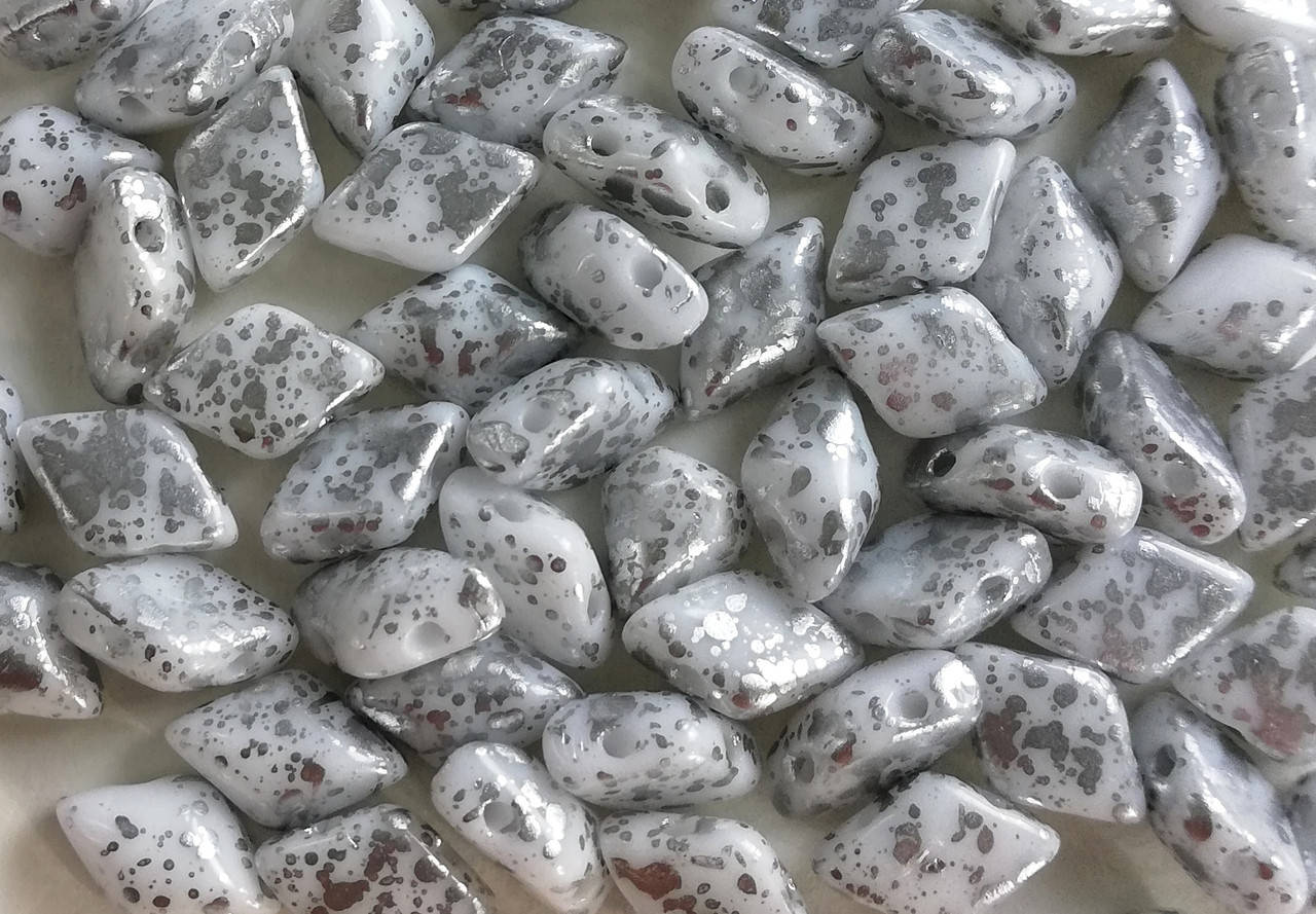 

GemDuo 8x5mm Chalk Silver Splash