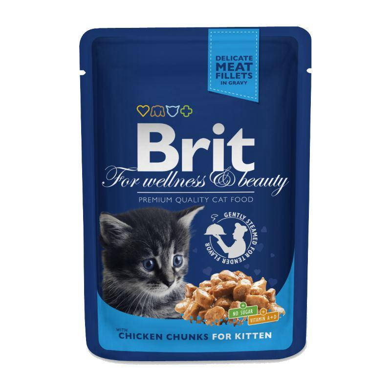 

Влажный корм для котят Brit Premium Cat pouch пауч с курицей 100 гр