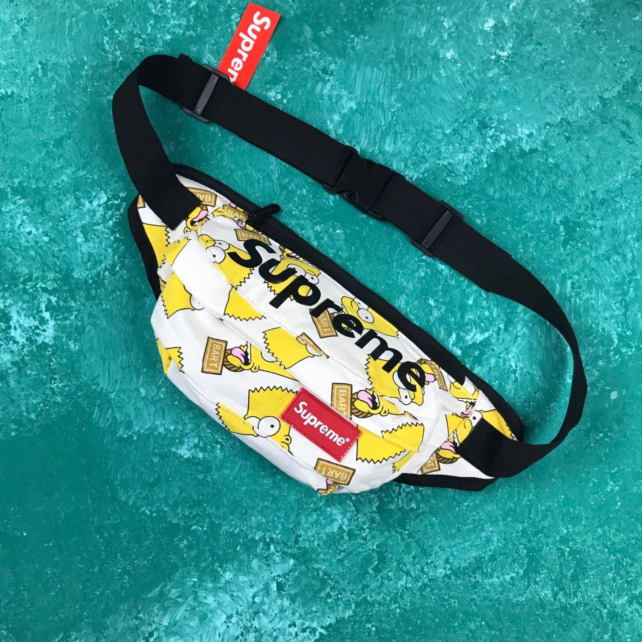 

Сумка на пояс Бананка Барыжка Supreme Суприм Simpson Bart Симпсон Барт Белая, Белый