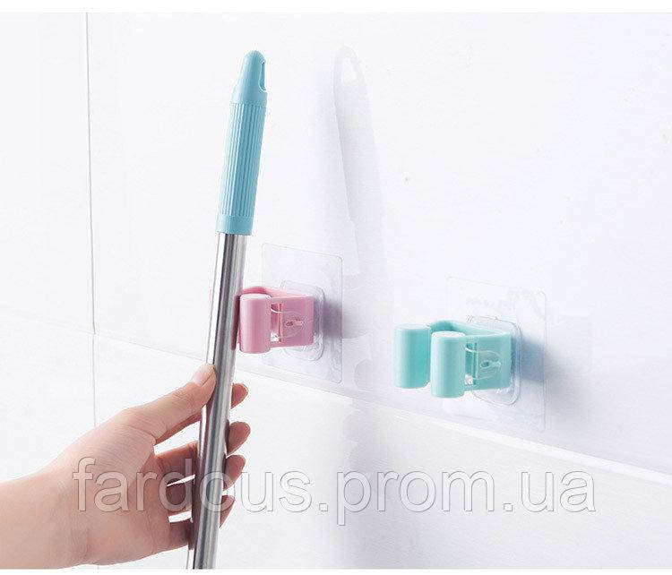 

Настенный держатель для швабр, щеток, ершиков и др. мелочей, Серый