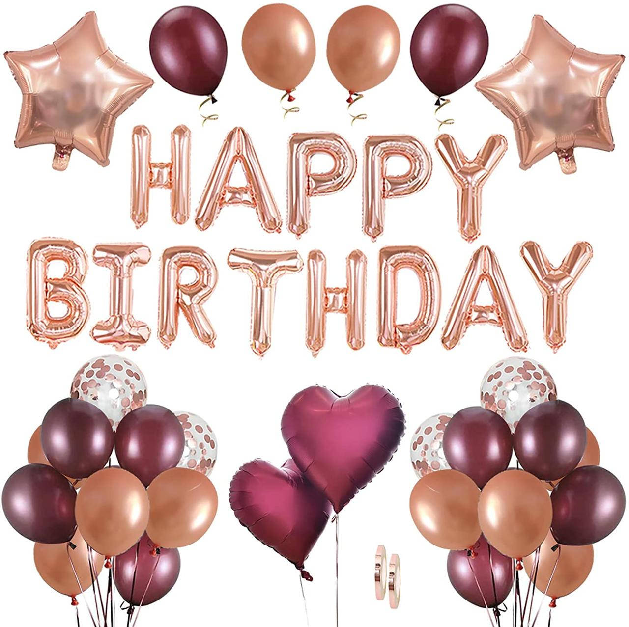 

Набор из шаров с гирляндой Happy Birthday Шик | Розовое золото