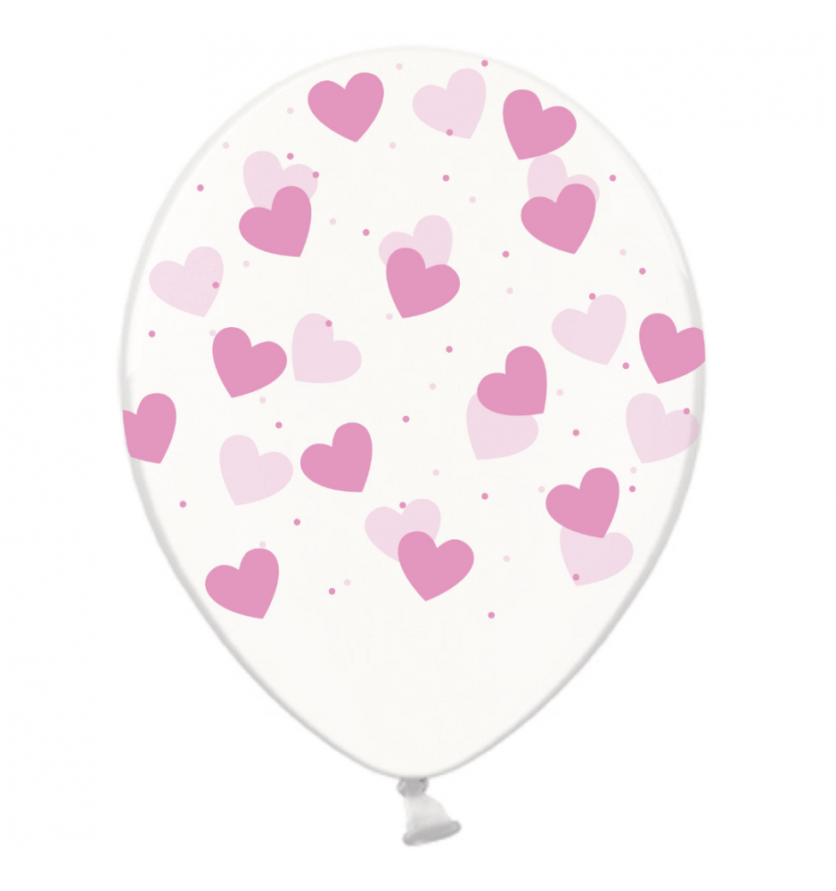 

Латексный шарик BELBAL 12"(30 см) Сердечки розовые НЕОН на прозрачном, Персиковый