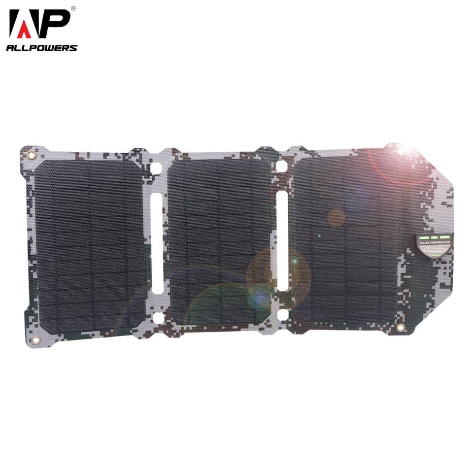 

Ультратонкое зарядное устройство на солнечных панелях Allpowers AP- ES-004-CAM (Камуфляж) 21W технология ETFE
