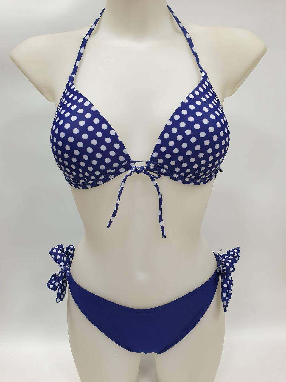 

Купальник треугольник женский раздельный в горох 36, сини+белый