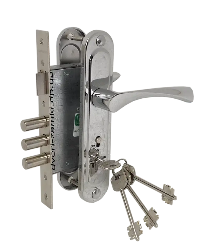 

Замок Гардиан 10.11 с ручками на планке Apecs HP-77.0323-S-CR