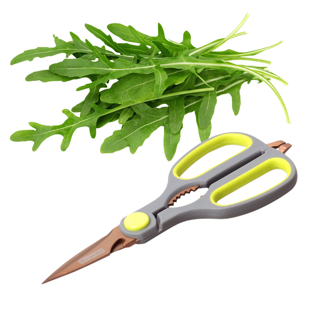 

Ножницы Kamille кухонные 21.5см из нержавеющей стали с пластиковыми ручками и орехоколом KM-5183